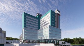 Progress pembangunan Rumah Sakit (RS) Amanah Medical Centre (AMC) sebagai gedung tertinggi di Banjarmasin utamanya, dan mungkin di Pulau Kalimantan pada umumnya, dengan fasilitas kesehatan yerlengkap. (SuarIndonesia/Ist)