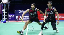 Fajar/Rian lolos usai menaklukkan wakil China Taipei, Lee Yang/Wang Chi-Lin, Sabtu (16/3/2024) dini hari. [PBSI]
