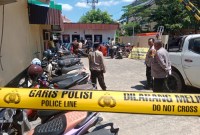 rekonstruksi atau peragan ulang yang digelar di halaman Mapolsek Kertak Hanyar, Kamis (25/4/2024) (SuarIndonesia/DO)