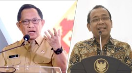 Menteri Dalam Negeri M Tito Karnavian dan Menteri Sekretaris Negara Pratikno. [ANTARA FOTO/Puspa Perwitasari-HO-Puspen Kemendagri]