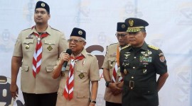 Wakil Presiden Ma'ruf Amin saat berseragam pramuka pada 2023 lalu. [CNNIndonesia/Yulia A]