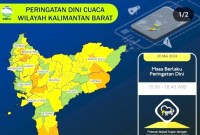 Peta potensi hujan dengan intensitas tinggi yang dikeluarkan BMKG di media sosial. [ANTARA/Capture medsos BMKG-Rendra Oxtora]