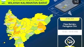 Peta potensi hujan dengan intensitas tinggi yang dikeluarkan BMKG di media sosial. [ANTARA/Capture medsos BMKG-Rendra Oxtora]