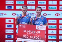 Febriana Dwipuji Kusuma/Amalia Cahaya Pratiwi jadi runner up Thailand Open 2024 pada laga final di Stadion Nimibutr, Bangkok, Minggu (19/5/2024). [PBSI)