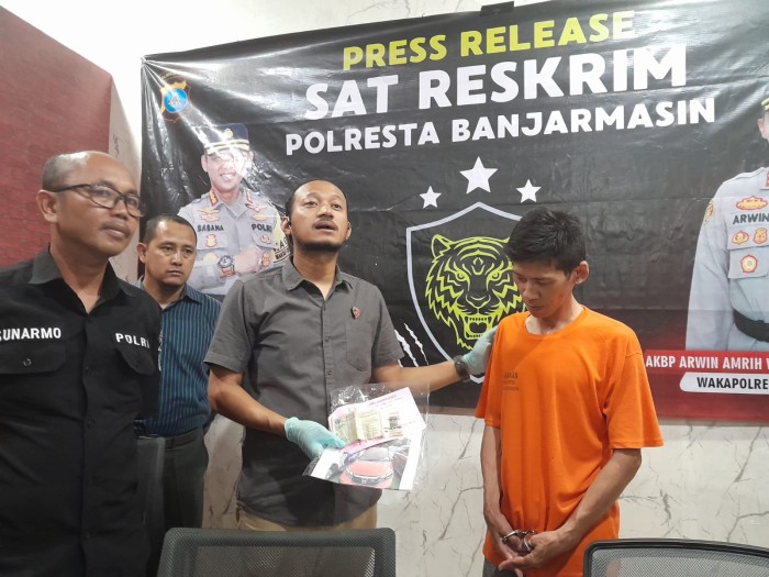 Pencuri mobil Honda Jazz diciduk Jajaran Satuan Reskrim Polresta Banjarmasin. (SuarIndonesia/YI))