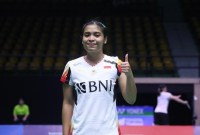 Gregoria Mariska Tunjung melangkah ke babak 16 besar Singapore Open 2024 setelah mengalahkan Beiwen Zhang. [Arsip PBSI]