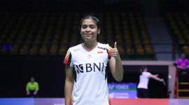 Gregoria Mariska Tunjung melangkah ke babak 16 besar Singapore Open 2024 setelah mengalahkan Beiwen Zhang. [Arsip PBSI]