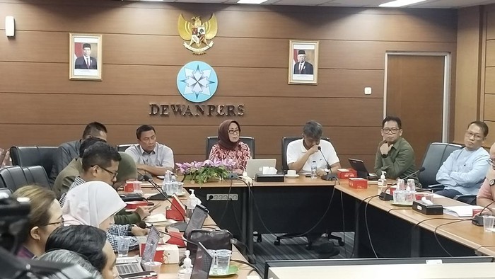 Konpers Dewan Pers soal penolakan terhadap RUU Penyiaran. [detikcom/Taufiq]
