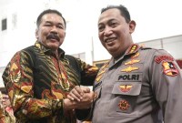 Jaksa Agung ST Burhanuddin dan Kapolri Listyo Sigit bertemu di Istana Negara. [ANTARA FOTO/Hafidz Mubarak A]