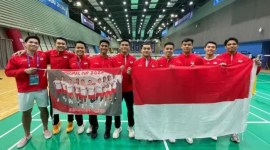 m beregu putra Indonesia harus puas membawa pulang runner up di Piala Thomas 2024. [PBSI]