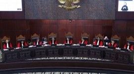 Sidang MK terkait dengan Perselisihan Hasil Pemilihan Umum (PHPU) Anggota DPR RI. [ANTARA/HO-MK]