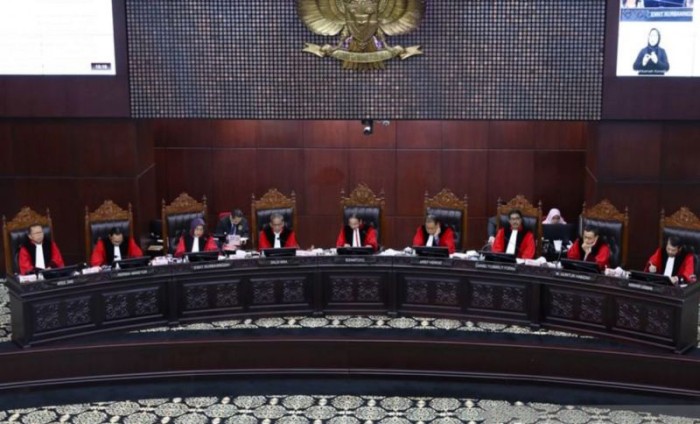 Sidang MK terkait dengan Perselisihan Hasil Pemilihan Umum (PHPU) Anggota DPR RI. [ANTARA/HO-MK]