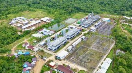 Foto udara Pembangkit Listrik Tenaga Mesin Gas (PLTMG) Bangkanai di Bangkanai, Muara Teweh, Kalimantan Tengah, beberapa waktu lalu. [ANTARA/HO-PLN NP UP Kalselteng]