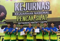Atlet pencak silat Kabupaten Balangan usai berlaga pada Kejurnas Pencak Silat di Banjarbaru. (SuarIndonesia/Adv)