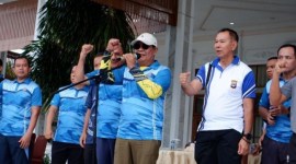 Gubernur Paman Birin olahraga bersama Forkopimda, TNI/Polri yang diawali dengan gowes dengan start dari Mahligai Pancasila pada Selasa (4/6/2024) (SuarIndonesia/Adv)