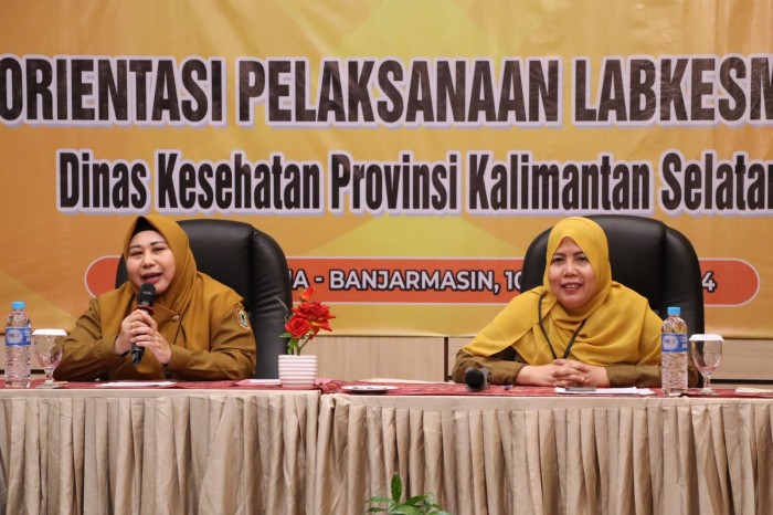 Kepala Dinas Kesehatan Provinsi Kalimantan Selatan, Hj. Raudatul Jannah, SKM, M. Kes atau biasa disapa Acil Odah menyampaikan pentingnya transformasi layanan primer dan transformasi sistem ketahanan kesehatan untuk upaya penguatan layanan laboratorium kesehatan. (SuarIndonesia/Adv)