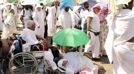 Sebanyak 1.100 orang jemaah haji meninggal dunia tahun ini setelah menderita sengatan matahari akibat gelombang panas yang ekstrem.[AFP/Fadel Senna]
