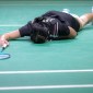 Pebulu tangkis tunggal putri Indonesia, Gregoria Mariska Tunjung dipaksa menyerah dengan skor 8-21, 18-21 saat bersua wakil China, Wang Zhi Yi pada babak perempat final Indonesia Open 2024 di Senayan, Jakarta, Jumat (07/06/2024). [Bola.net/Bagaskara L]