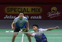 Ganda putra Indonesia, Sabar Karyaman Gutama/Moh Reza Pahlevi Isfahani mengalahkan pasangan Taiwan, Lee Yang/Wang Chi-Lin dengan skor 21-11, 21-18 di Istora Gelora Bung Karno, Senayan, Jakarta, Kamis (6/6/2024) malam. [PP PBSI]