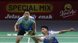 Ganda putra Indonesia, Sabar Karyaman Gutama/Moh Reza Pahlevi Isfahani mengalahkan pasangan Taiwan, Lee Yang/Wang Chi-Lin dengan skor 21-11, 21-18 di Istora Gelora Bung Karno, Senayan, Jakarta, Kamis (6/6/2024) malam. [PP PBSI]