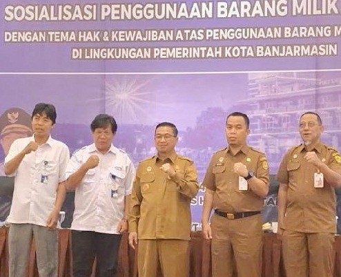 Badan Pengelolaan Keuangan Pendapatan dan Aset Daerah (BPKPAD) Kota Banjarmasin sosialisasi penggunaan barang milik daerah di Hotel Rattan In, Senin (24/6/2024) (SuarIndonesia/Ist)