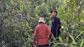 Tim BKSDA Resort Sampit saat mengambil kamera trap yang dipasang di Pulau Hanibung, Rabu (17/7/2024) lalu. [ANTARA/HO-BKSDA Sampit]