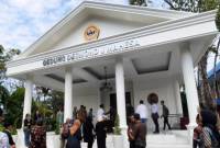 Gedung Desmond J Mahesa yang baru saja diresmikan oleh Rektor ULM Prof Ahmad Alim Bachri di Fakultas Hukum di Banjarmasin, Rabu (24/7/2024). (ANTARA/Firman)