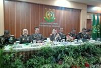 Kajati Kalsel Rina Virawati SH MH didampingi seluruh Asisten pada jumpa pers dalam rangka Hari Bhakti Adyaksa (HBA) ke 64, Senin (22/7/2024).. (SuarIndonesia/HD)