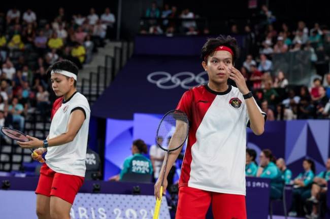 Ganda putri Indonesia, Apriyani Rahayu/Siti Fadia Silva Ramadhanti gagal ke perempat final Olimpiade Paris 2024. (PBSI/BADMINTON PHOTO/YOHAN NONOTTE)