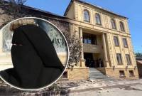 Foto diambil dari video yang dirilis oleh The Telegram Channel kepala Republik Dagestan Rusia pada 24 Juni 2024, pemandangan sinagoga Kele-Numaz di Derbent yang rusak pasca operasi kontra-teroris di republik Dagestan, Rusia. Inset: Ilustrasi -- Seorang wanita mengenakan niqab [AP Photo/Marcello Casal Jr/ABr.]