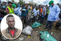 Masyarakat berkumpul di sekitar pembuangan jenazah korban yang diduga dibunuh Collins Jumaisi Khalusha di kawasan Mukuru kwa Njenga, Nairobi, Kenya, Sabtu (13/7/2024) lalu. Inset: Collins Jumaisi Khalusha, 33, dirilis Direktorat Reserse Kriminal di Kenya.[AA/Directorate of Criminal Investigation/CNN]