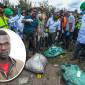Masyarakat berkumpul di sekitar pembuangan jenazah korban yang diduga dibunuh Collins Jumaisi Khalusha di kawasan Mukuru kwa Njenga, Nairobi, Kenya, Sabtu (13/7/2024) lalu. Inset: Collins Jumaisi Khalusha, 33, dirilis Direktorat Reserse Kriminal di Kenya.[AA/Directorate of Criminal Investigation/CNN]