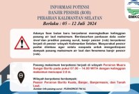 Tangkapan layar Badan Meteorologi Klimatologi dan Geofisika Kalimantan Selatan (BMKG Kalsel) mengeluarkan imbauan potensi gelombang tinggi mencapai 3,5 meter di perairan Kalsel pada 5-12 Juli 2024. [ANTARA/Instagram/@cuacakalsel]
