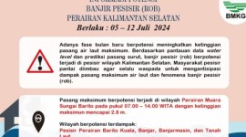 Tangkapan layar Badan Meteorologi Klimatologi dan Geofisika Kalimantan Selatan (BMKG Kalsel) mengeluarkan imbauan potensi gelombang tinggi mencapai 3,5 meter di perairan Kalsel pada 5-12 Juli 2024. [ANTARA/Instagram/@cuacakalsel]
