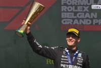 Pebalap Mercedes George Russell juara F1 GP Belgia 2024. (Sceeenshot: beinSPORT.live)
