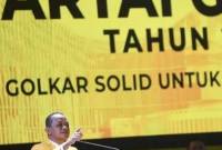 Calon Ketua Umum Partai Golkar Bahlil Lahadalia menyampaikan visi misi saat berlangsungnya Rapimnas dan Musyawarah Nasional XI Partai Golkar 2024 di Jakarta, Rabu (21/8/2024). (SuarIndonesia/ANTARA FOTO/Akbar Nugroho Gumay/aww/aa
