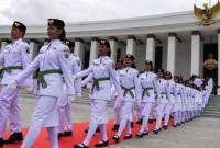 Presiden mengukuhkan 76 anggota Paskibraka 2024 yang nantinya akan bertugas di Istana Negara, IKN pada 17 Agustus 2024. Suarindonesia/ANTARA FOTO/Sigid Kurniawan