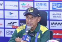 Pelatih Barito Putera, Rahmad Darmawan,  memberikan keterangan kepada awak media di Jakarta International Stadium (JIS), Jakarta Utara, Sabtu (10/8/2024) ma;am. (SuarIndonesia/Repro