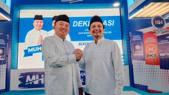 Pasangan Muhidin dan Hasnur (MH) akhirnya mendeklarasikan diri untuk maju pada Pilkada sebagai calon gubernur dan wakil gubernur Kalsel periode 2024. (SuarIndonesia/HM)