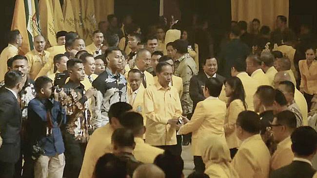 Dalam penutupan Munas XI Partai Golkar, Presiden Jokowi mengaku nyaman berada di bawah pohon beringin. (Screenshot: youtube Golkar Indonesia)
