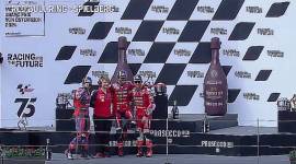 Podium juara MotoGP Austria 2024 di Red Bull Ring, Spielberg, Minggu (18/8/2024). (Screeshot MotoGP.Live.com)