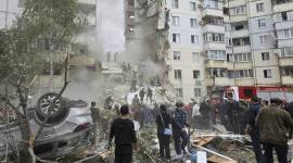 Penampakan wilayah Belgorod Rusia saat dihantam serangan roket Ukraina pada Mei lalu. (REUTERS/Stringer)