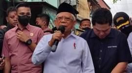 Wapres Ma'ruf Amin respons panas hubungan PBNU dan PKB. (CNNIndonesia/Sakti Darma)