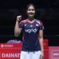 Pebulu tangkis tunggal putri Indonesia, Ester Nurumi Tri Wardoyo, berpose setelah memenangi babak pertama Japan Open 2024 di Yokohama Arena, Kanagawa, Jepang, Rabu (21/8/2024). (PBSI)