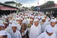 ribuan jemaah memadati ruang Pondok pesantren Al Muhajirin Pemangkih Seberang HST, Sabtu (7/9/2024). (SuarIndonesia/Ist)