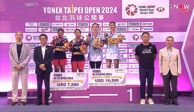 
Febriana Dwipuji Kusuma/Amalia Cahaya Pratiwi berhasil menjadi juara Taipei Open 2024, Minggu (8/9/2024). (Twitter @infobadminton12)