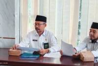 Kepala Kantor Kementerian Agama Kabupaten Balangan, Drs. H. Saribuddin, M.Pd.I menyampaikan informasi terkait kedatangan jamaah haji Balangan pada Rapat Persiapan Penjemputan Jamaah Haji Kabupaten Balangan 1445 H di Ruang Rapat Setda Balangan.