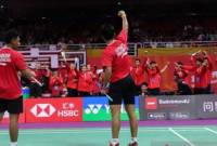Ganda putra Indonesia Anselmus Breagit Fredy Prasetya/Pulung Ramadhan setelah menang dari ganda putra Jepang Kenta Matsukawa/Yuto Nakashizu dalam Kejuaraan Dunia Junior Beregu Piala Suhandinata 2024 di Nanchang International Sports Center, China, Sabtu (5/10/2024). (SuarIndonesia/ANTARA/HO-PBSI/pri