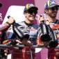 Jorge Martin, Marc Marquez, dan Francesco Bagnaia di atas podium MotoGP Australia 2024. (REUTERS/Asanka Brendon Ratnayake)