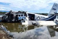Kondisi pesawat SAM Air yang jatuh di tambak warga di sekitar Bandara Panua di Kabupaten Pohuwato, Gorontalo, Minggu (20/10/2024).. (SuarIndonesia/ANTARA FOTO/HO-Direktorat Jenderal Perhubungan Udara/aww